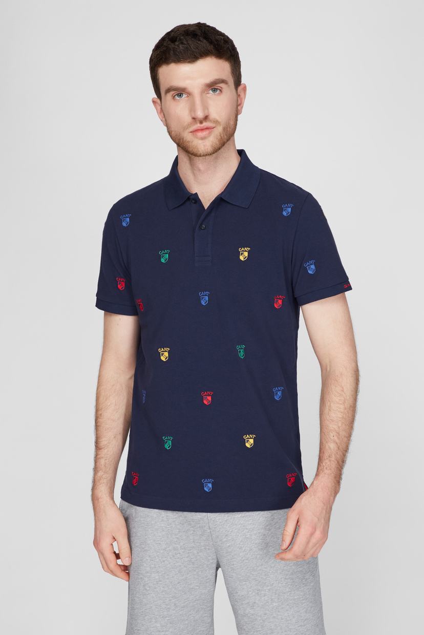 

Мужское темно-синее поло Flag Crest Embroidered Pique Gant XL 2022094