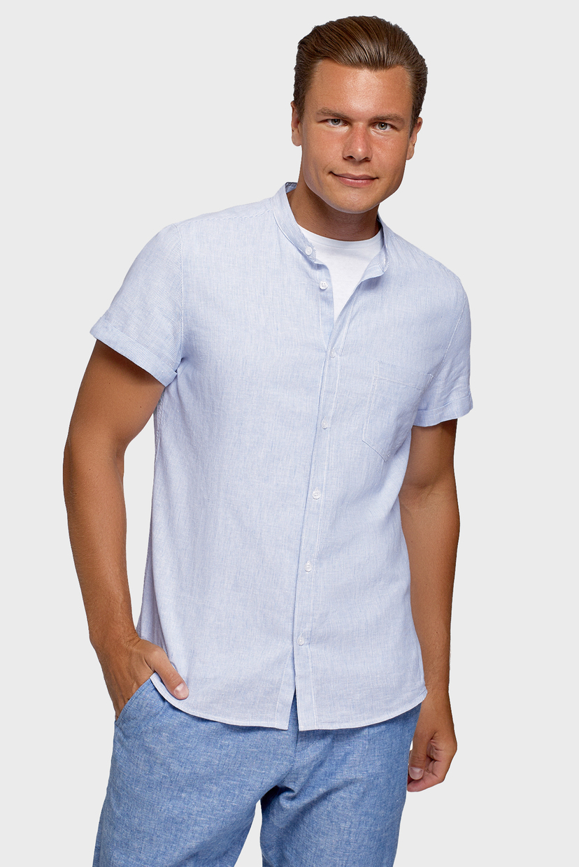 

Мужская голубая льняная рубашка Oodji  3L420005M-1/49991N/1075S, Мужская голубая льняная рубашка Oodji S 3L420005M-1/49991N/1075S