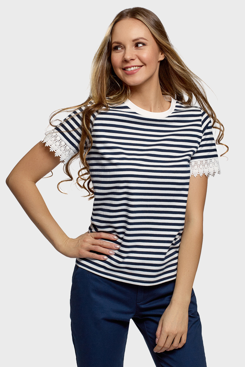 

Женская футболка в полоску Oodji  14801059-11/46155/1279S, Женская футболка в полоску Oodji S 14801059-11/46155/1279S