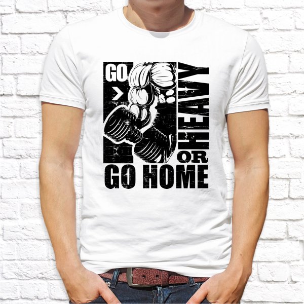 

Мужская футболка Push IT с принтом "Go home or heavy" XXL, Белый