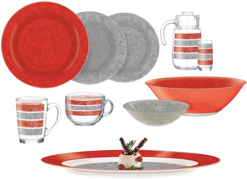 

Сервиз столовый Luminarc AMB Stony Red & Grey 46 предметов