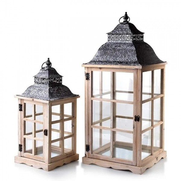 

Подсвечник Комплект деревянных фонарей Levi Natural 2 шт. Flora 35255