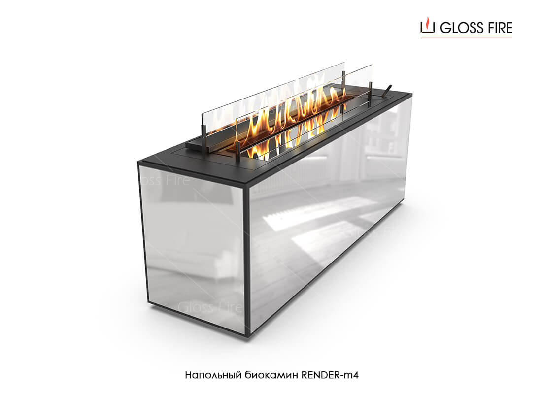 

Напольный биокамин Gloss Fire Render-m2 серый