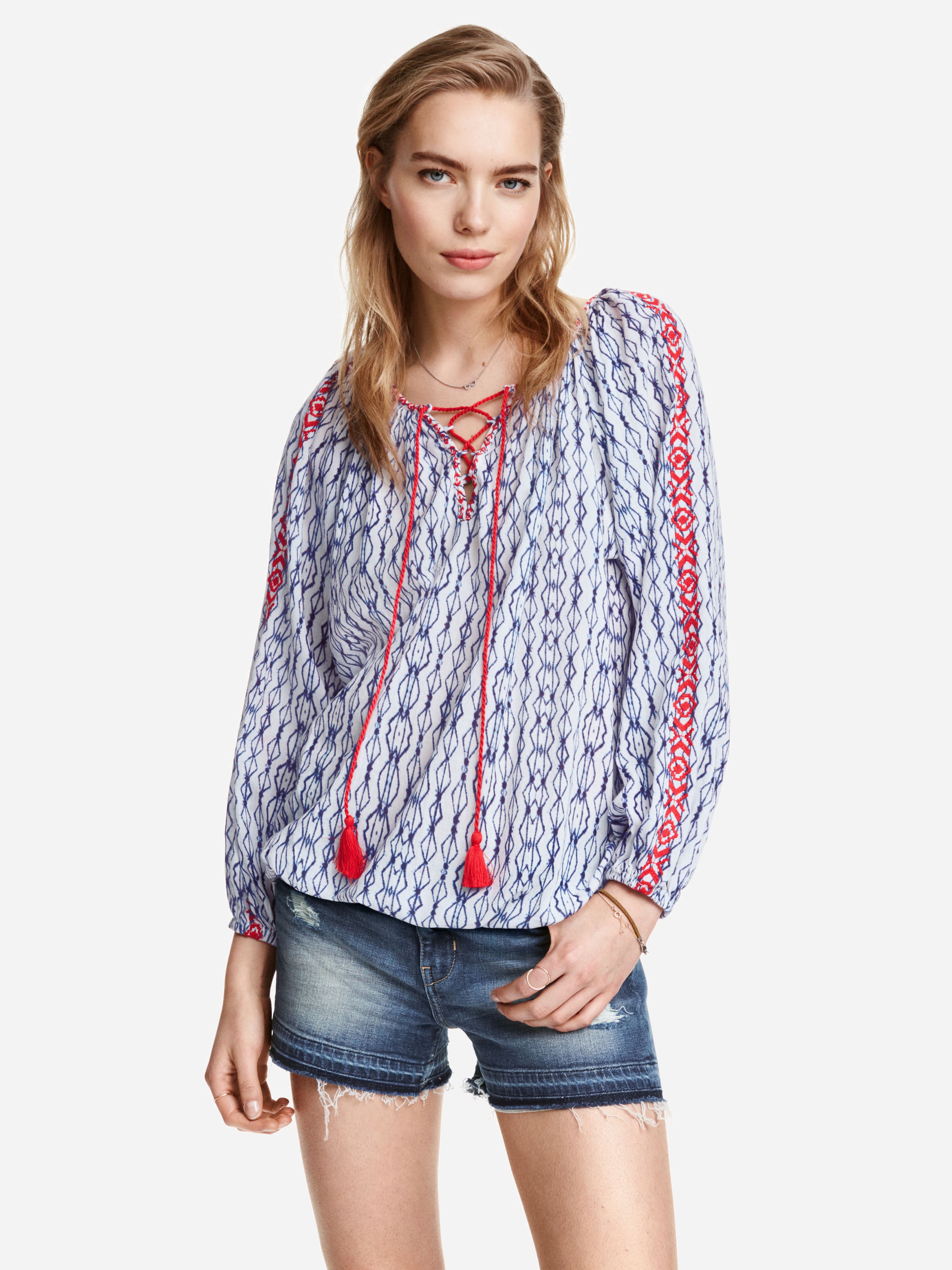 

Блузка H&M 3891683-ACSA 36 Белая с синим