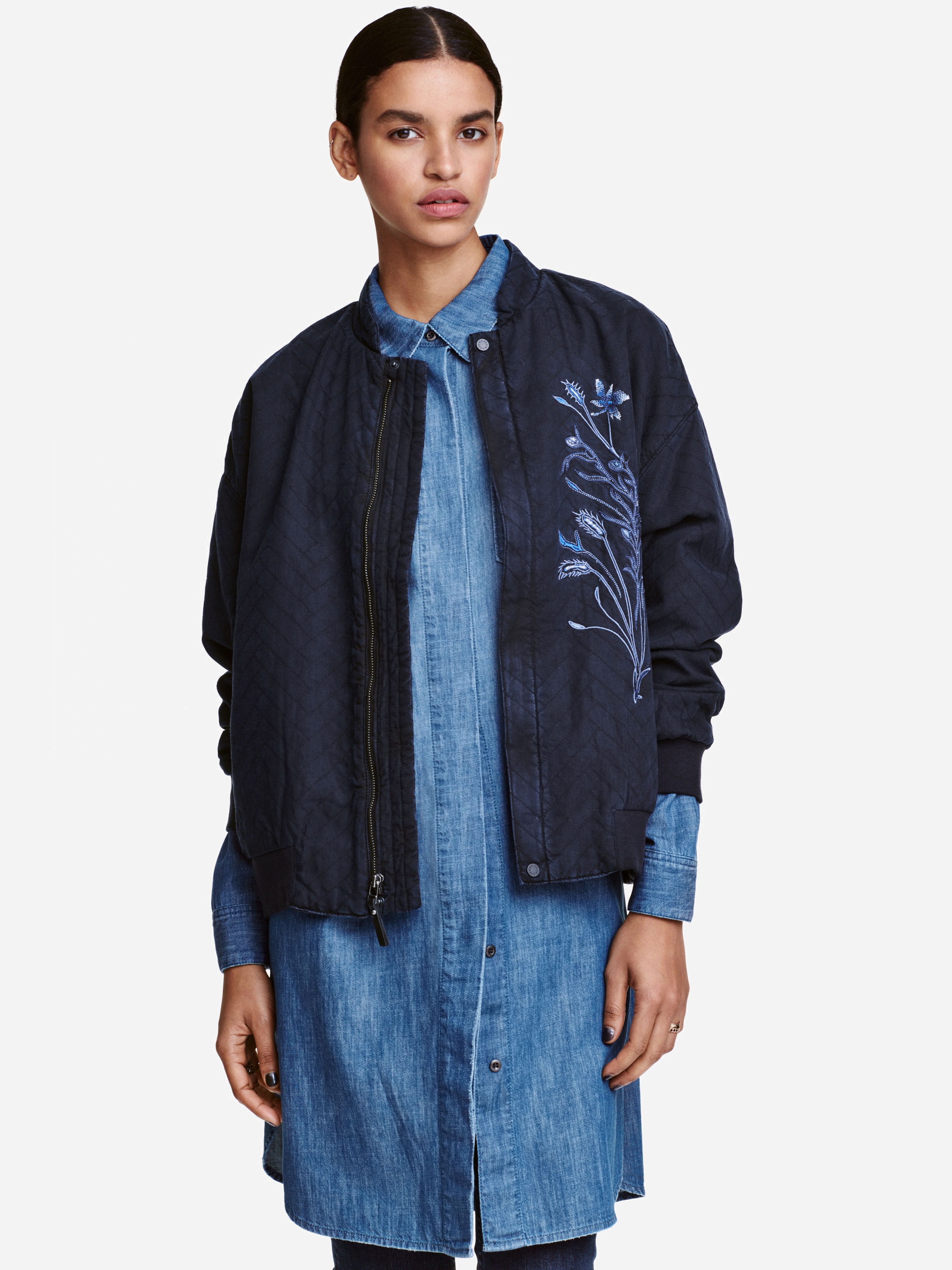

Бомбер H&M 4325214-ACSJ 38 Темно-синий