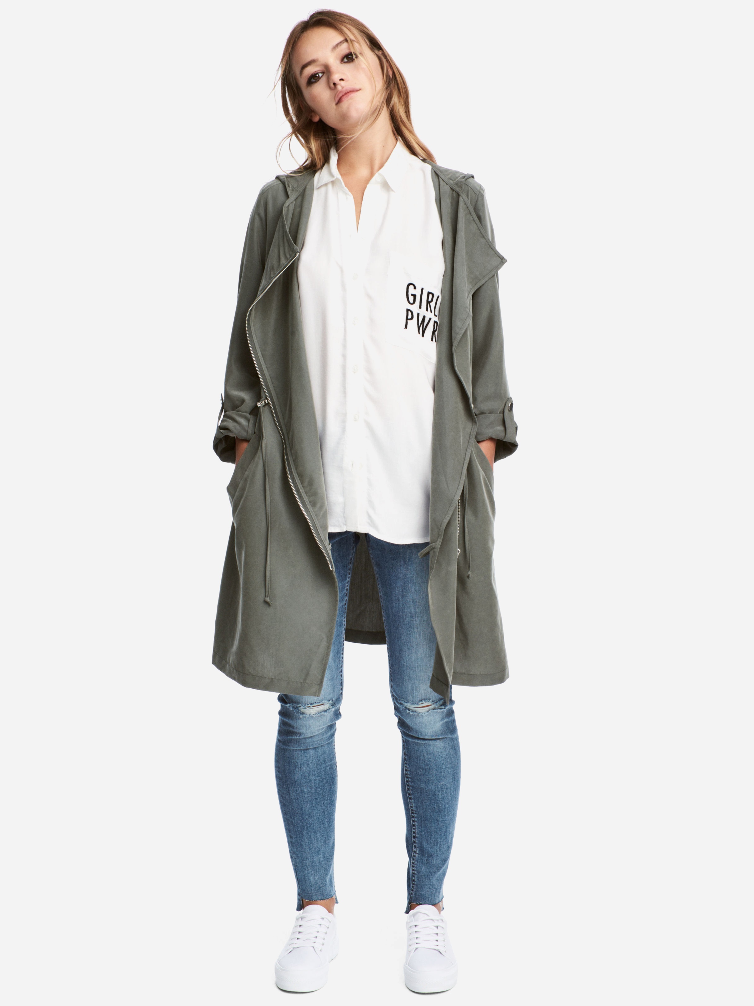 

Плащ H&M 5310586-ABFE 34 Серый с зеленым
