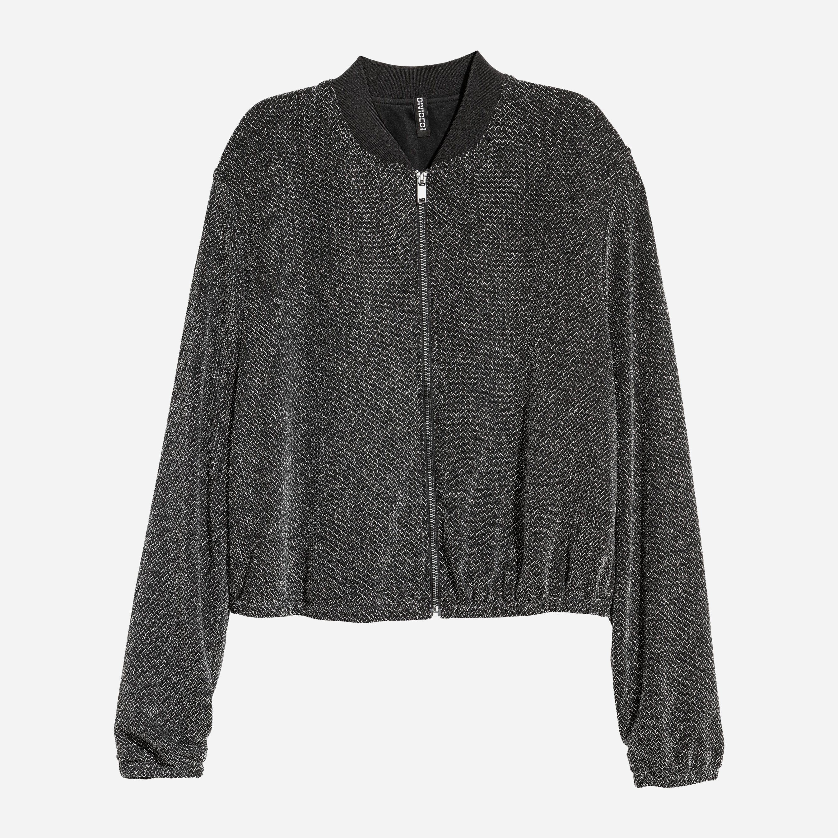

Бомбер H&M 5640186-ABFJ 32 Черный с серебристым