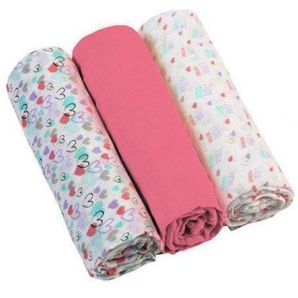 

Муслиновые пеленки BabyOno Cупермягкие Набор 3 шт. Розовые 70х70 см