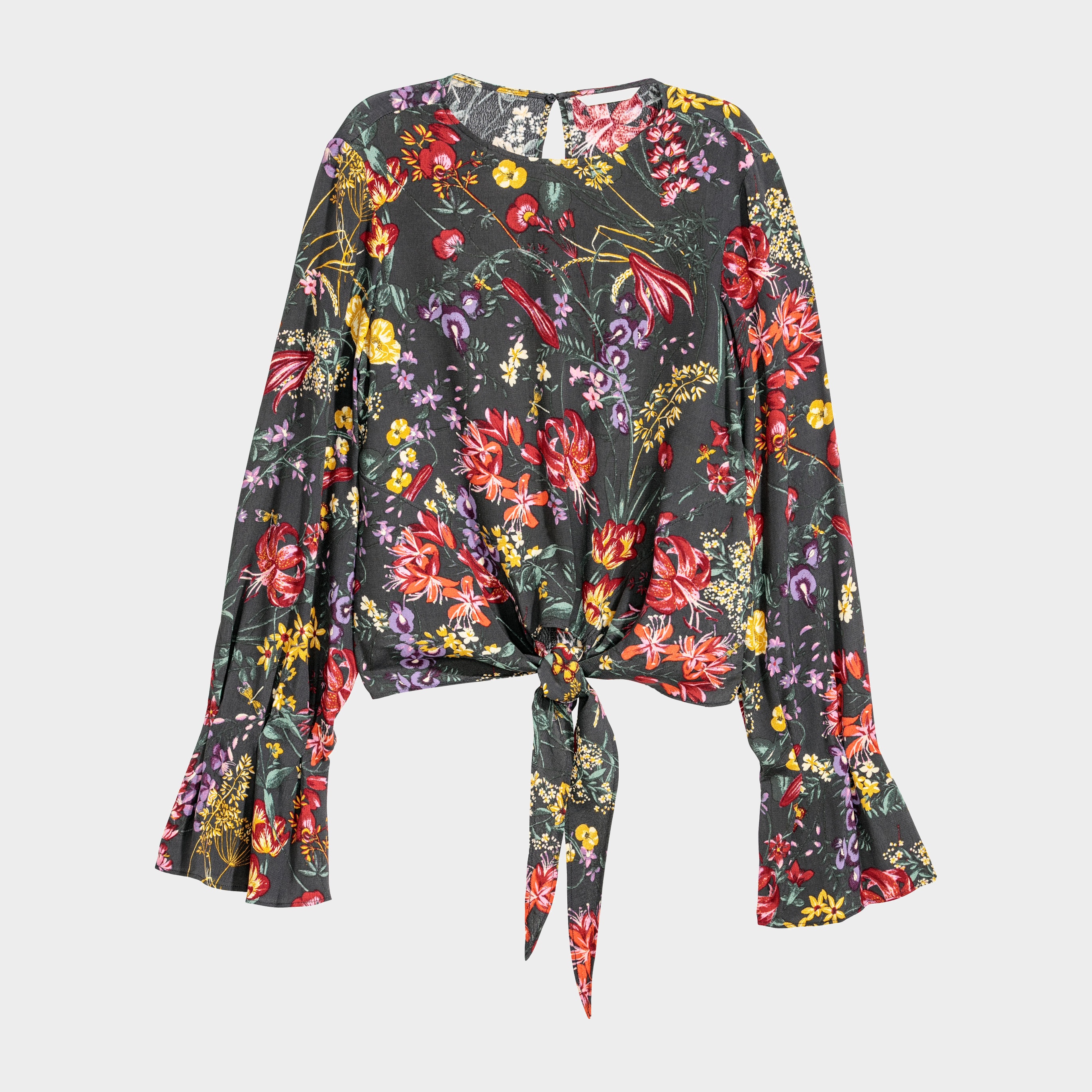 

Блузка H&M 5844837-ABSN 36 Темно-серая с разноцветным