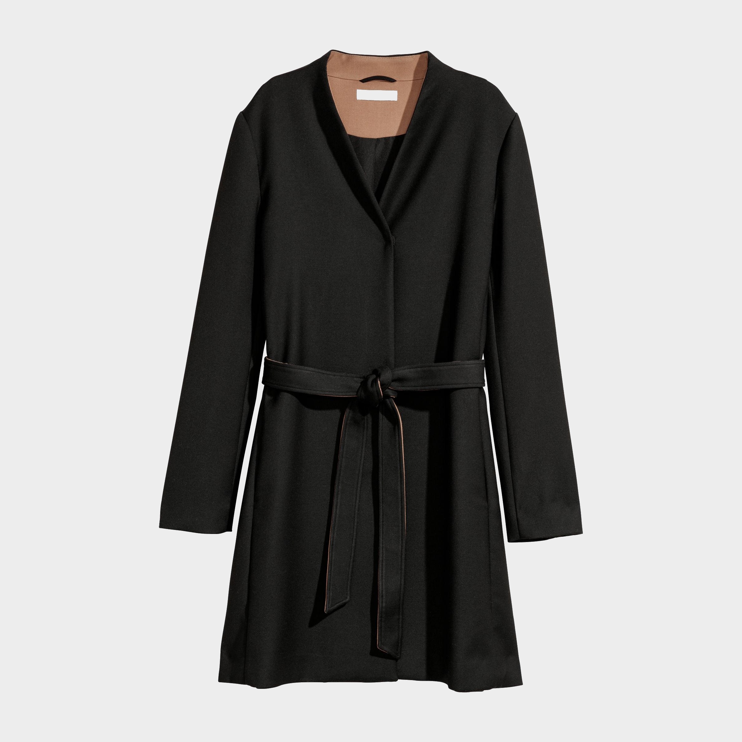 

Пальто H&M 5699217-AAXN 38 Черное с бежевым
