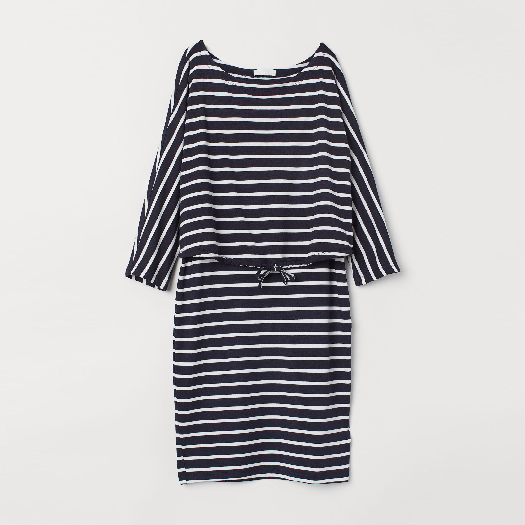 

Платье для беременных H&M 7176839-ABFX L Темно-синее с белым