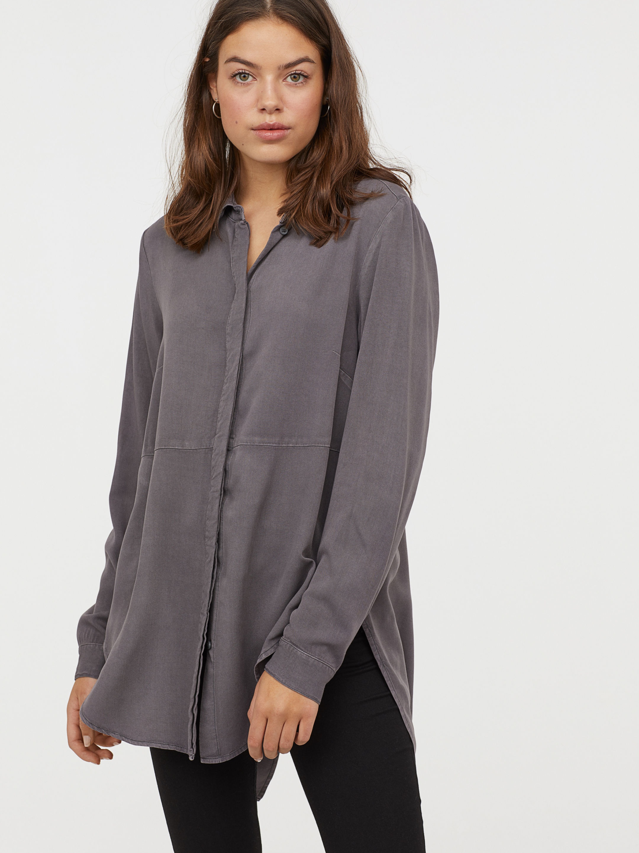 

Рубашка джинсовая H&M 4145778-ACXW 46 Темно-серая