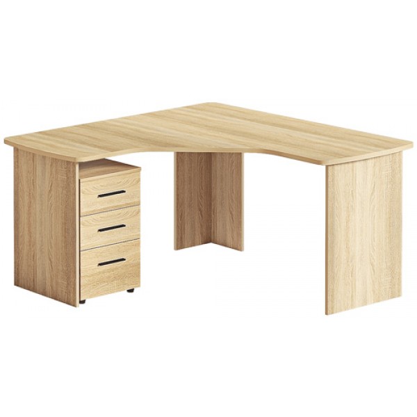 

Стол письменный угловой в детскую, кабинет из ДСП Эко СКУ-256 дуб натуральный Комфорт Мебель