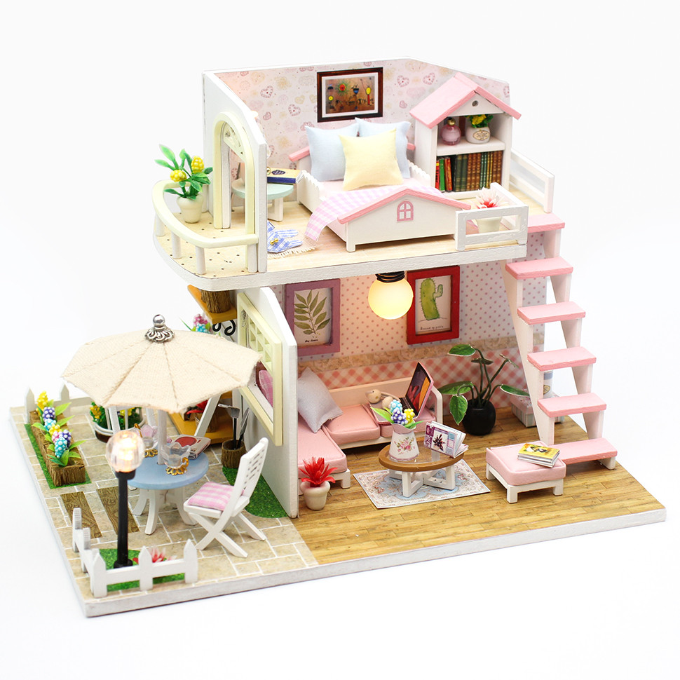 

3D Интерьерный конструктор DIY House Румбокс Hongda Craft "Розовый рай" (без купола)