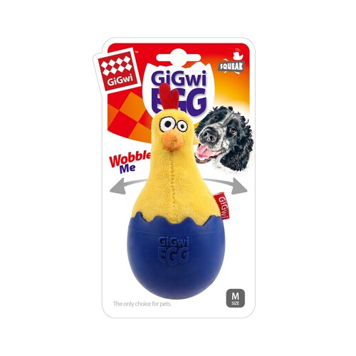 

Игрушка для собак цыпленок неваляшка с пищалкой сине-желтый BRONZEDOG GIGWI EGG 14 см Bronzedog BGL-BND-2566
