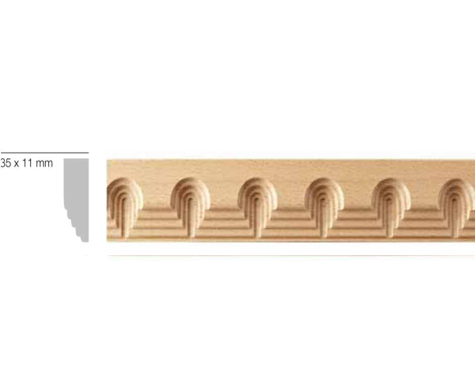

Молдинг из дерева "Зубцы 4" итальянской коллекции Ebanisteria Marelli 2440х35х11 мм