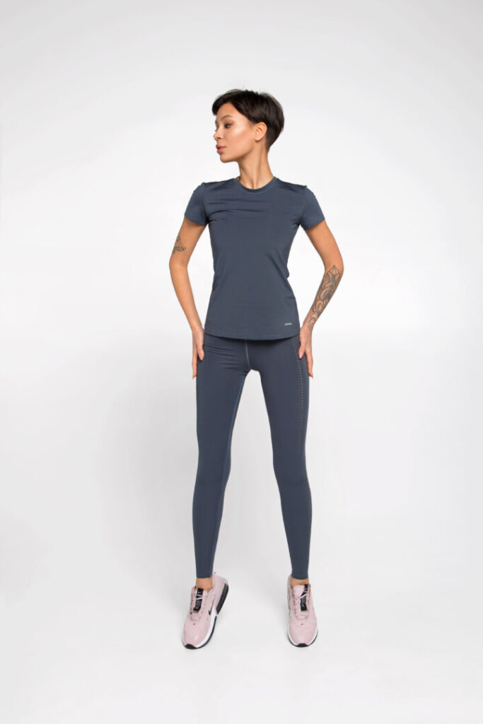 

Женский спортивный комплект (Леггинсы и Футболка) Designed for Fitness Pixel Anthracite S