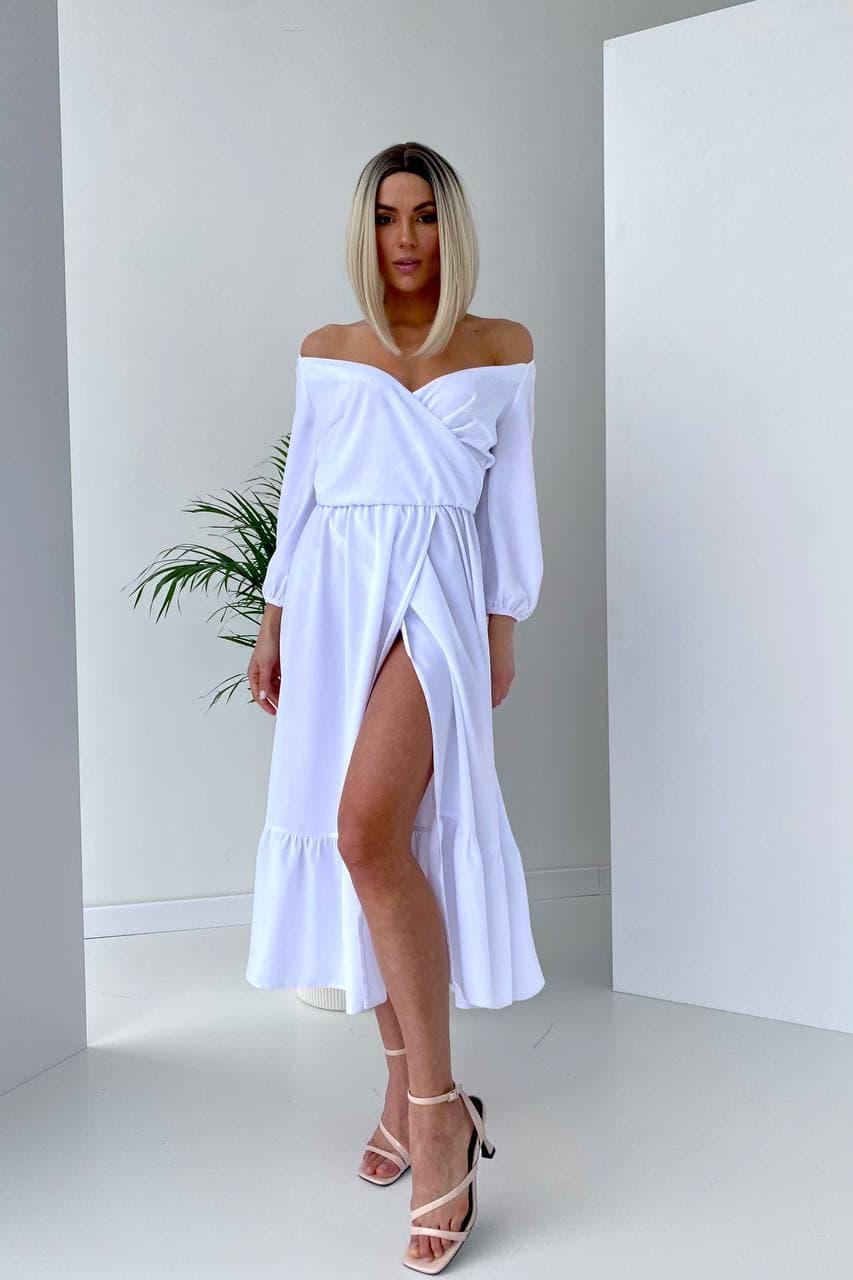 

Платье c разрезом 00008_5 белый L(46-48)