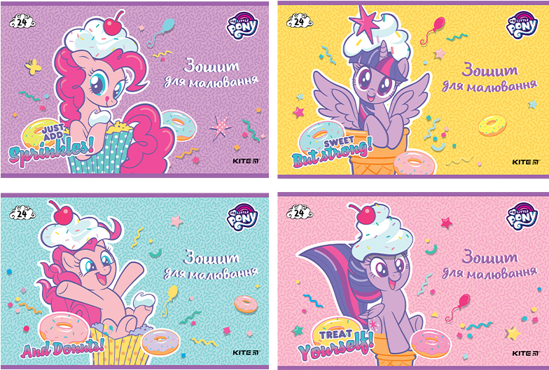 

Набор тетрадей для рисования Kite My Little Pony скоба 24 листа 8 шт 4 дизайна (LP20-242)