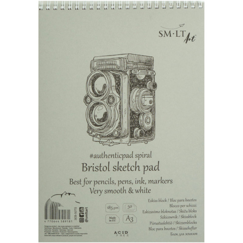 

Альбом для эскизов Authentic Bristol Smiltainis А3 185г 50л на спирали
