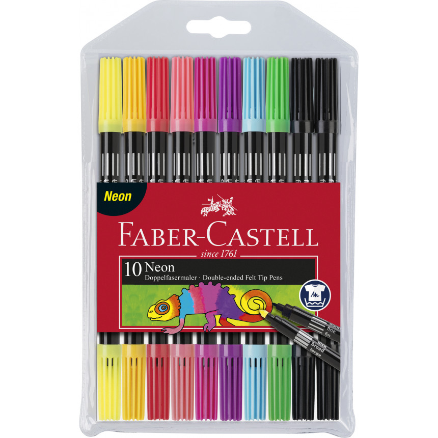 

Набор фломастеров Fibre-Tip Neon Faber-Castell 10цв. неоновые двусторонние