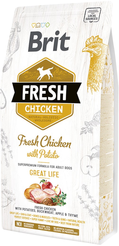 Акція на Сухой корм Brit Fresh Great Life для взрослых собак с курицей и картофелем 2.5 кг (8595602530748) від Rozetka UA