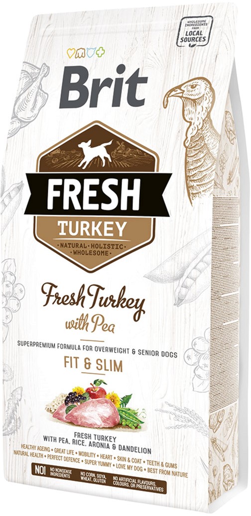 Акція на Сухой корм Brit Fresh Light Fit & Slim для взрослых, пожилых собак с индейкой и горошком 2.5 кг (8595602530809) від Rozetka UA
