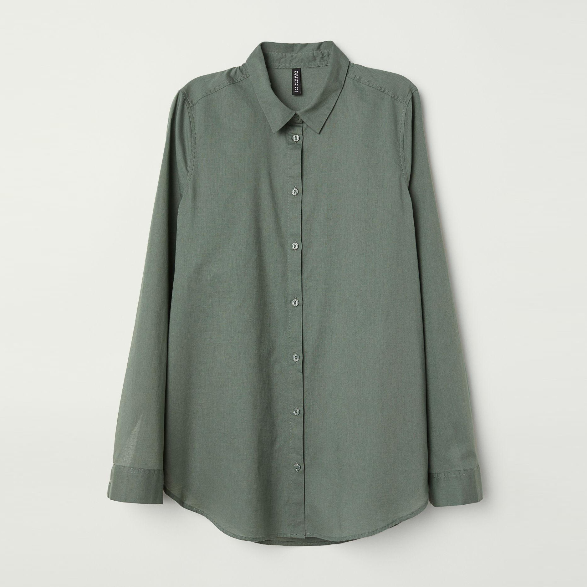 

Рубашка H&M 5524717-ABTE 38 Болотная