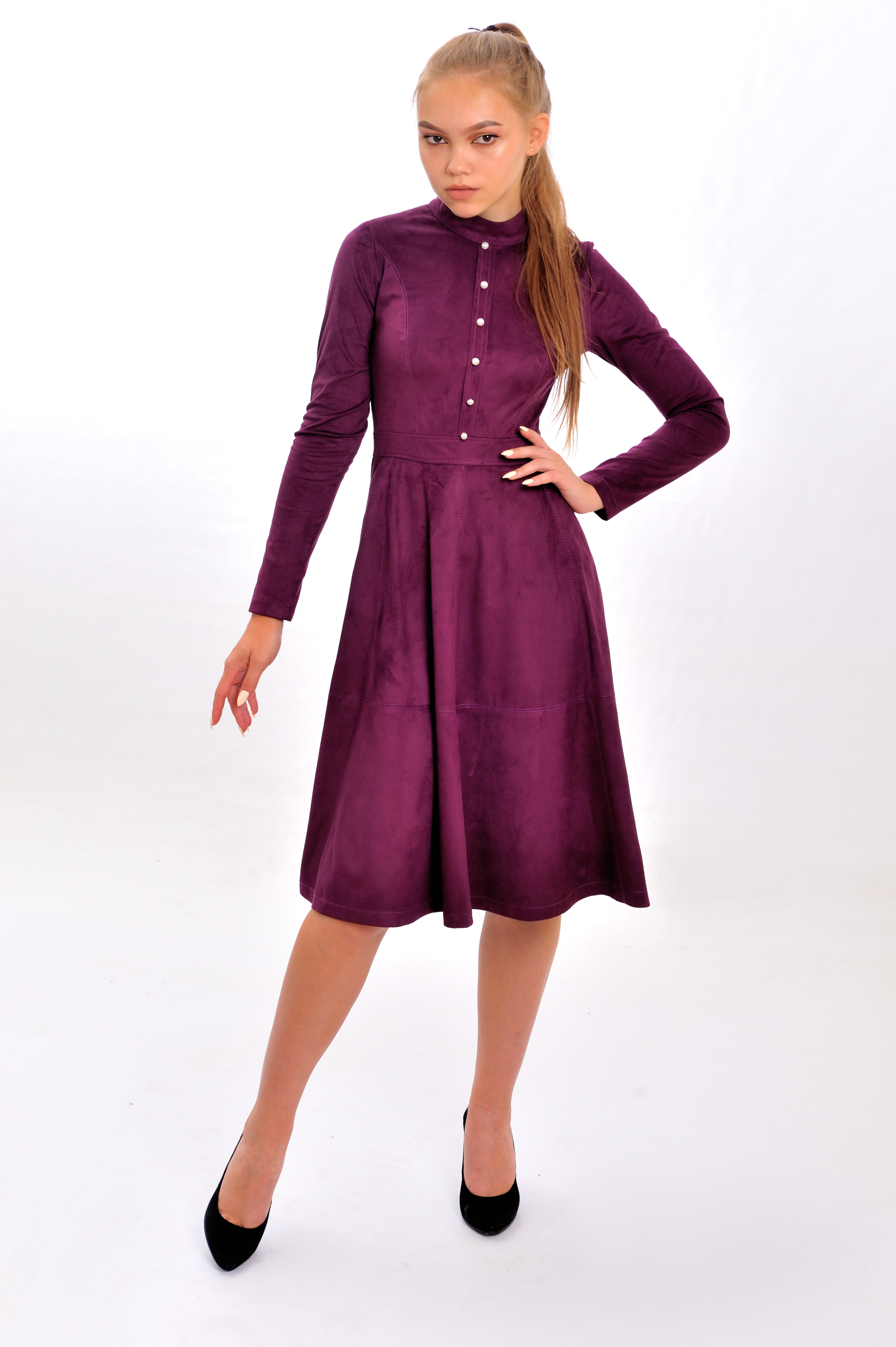 

Платье Wear me с имитацией планки XS Баклажан 1w/19/82