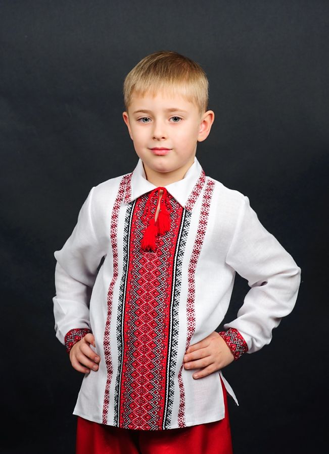

Детская вышиванка Vyshyvanka "Тканая" 116 Белая 0127