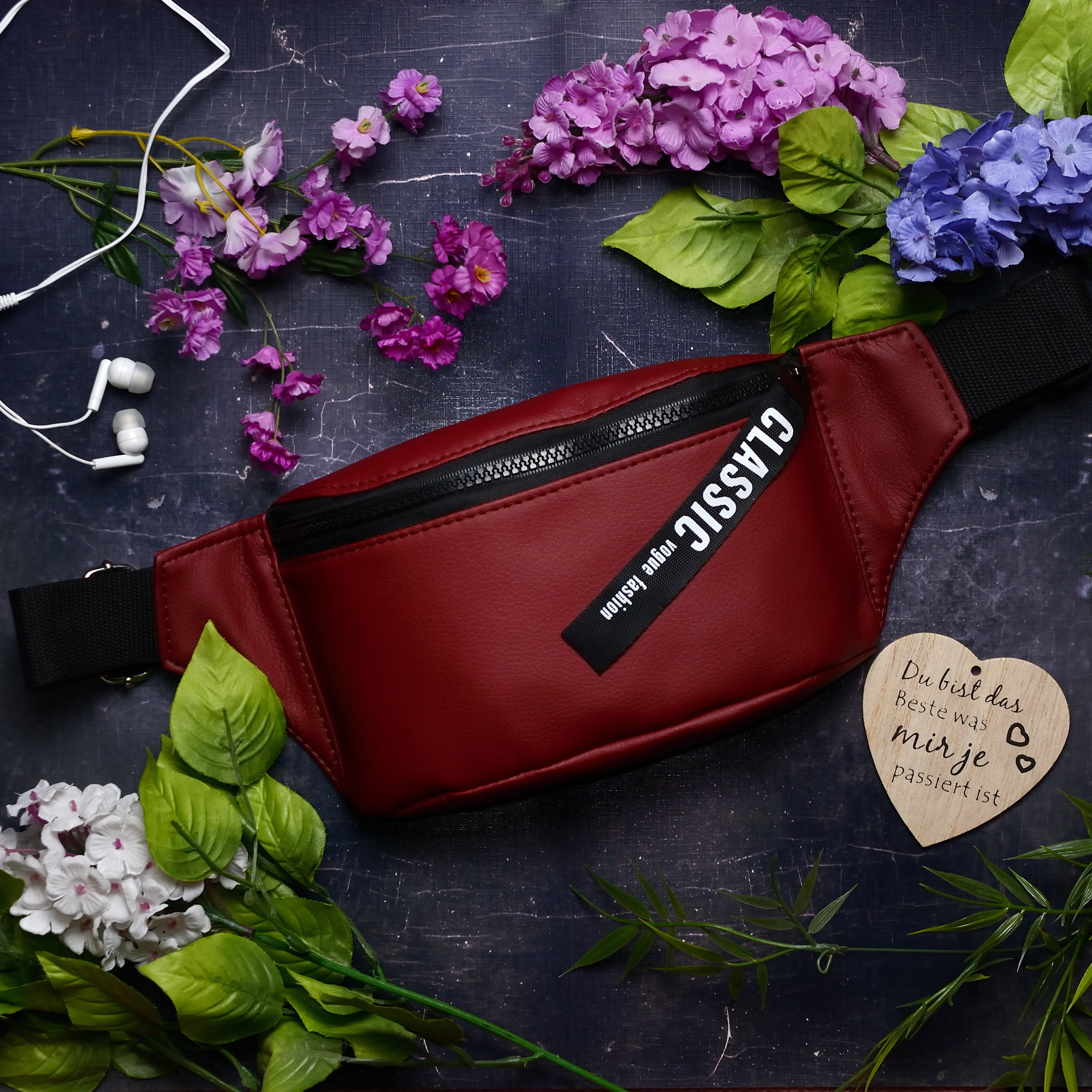 

Сумка на пояс бананка Sambag Tirso MSH бордо зі стрічкою
