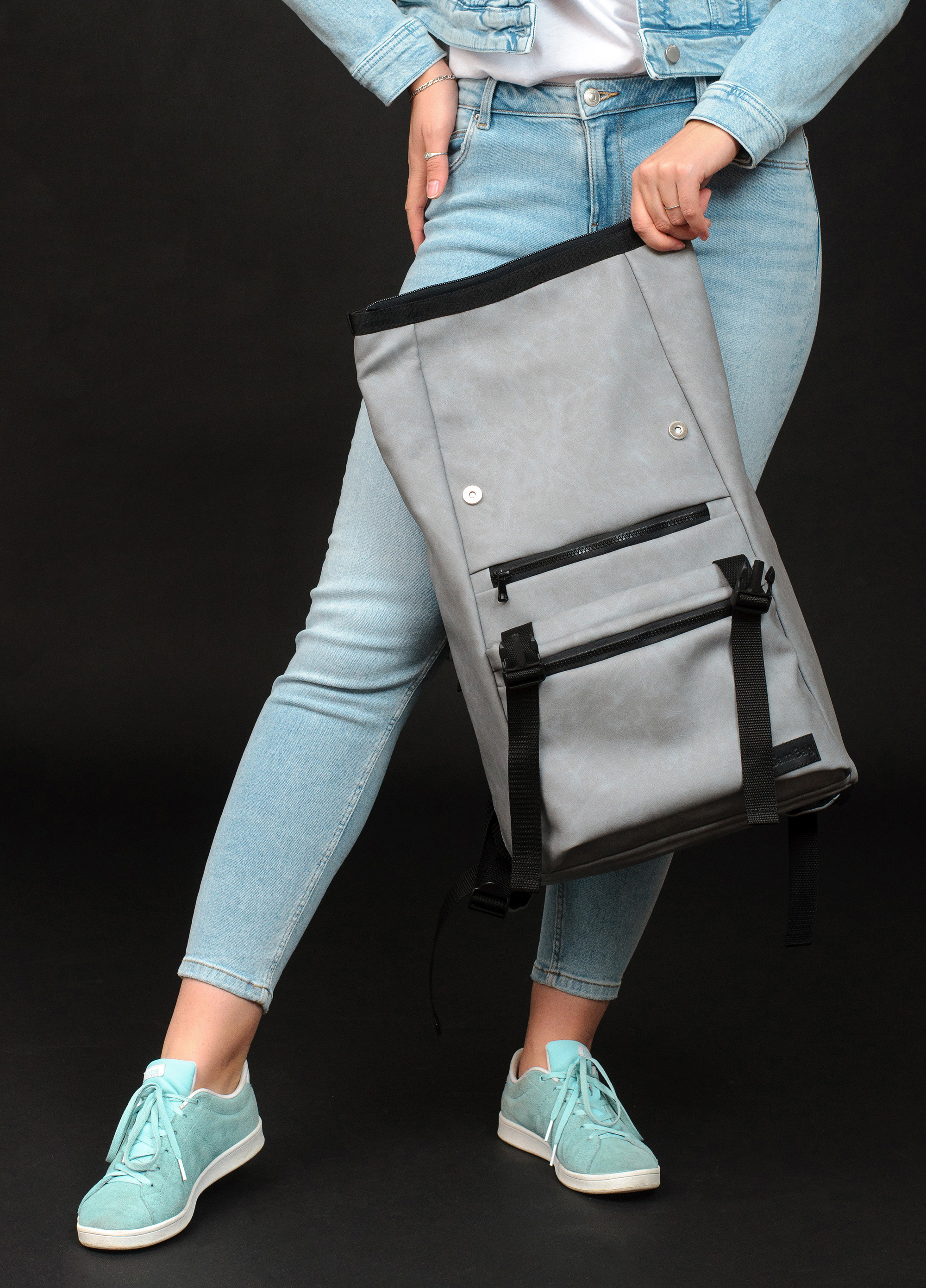 

Рюкзак ролл Sambag унісекс RollTop LTT світло-сірий нубук
