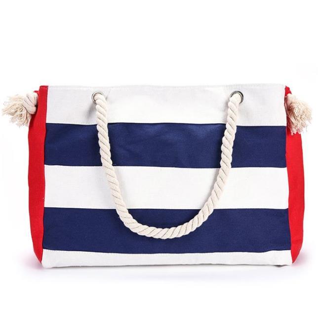 

Сумка пляжная с канатными ручками Summer Time Moco Bling полосатая синий