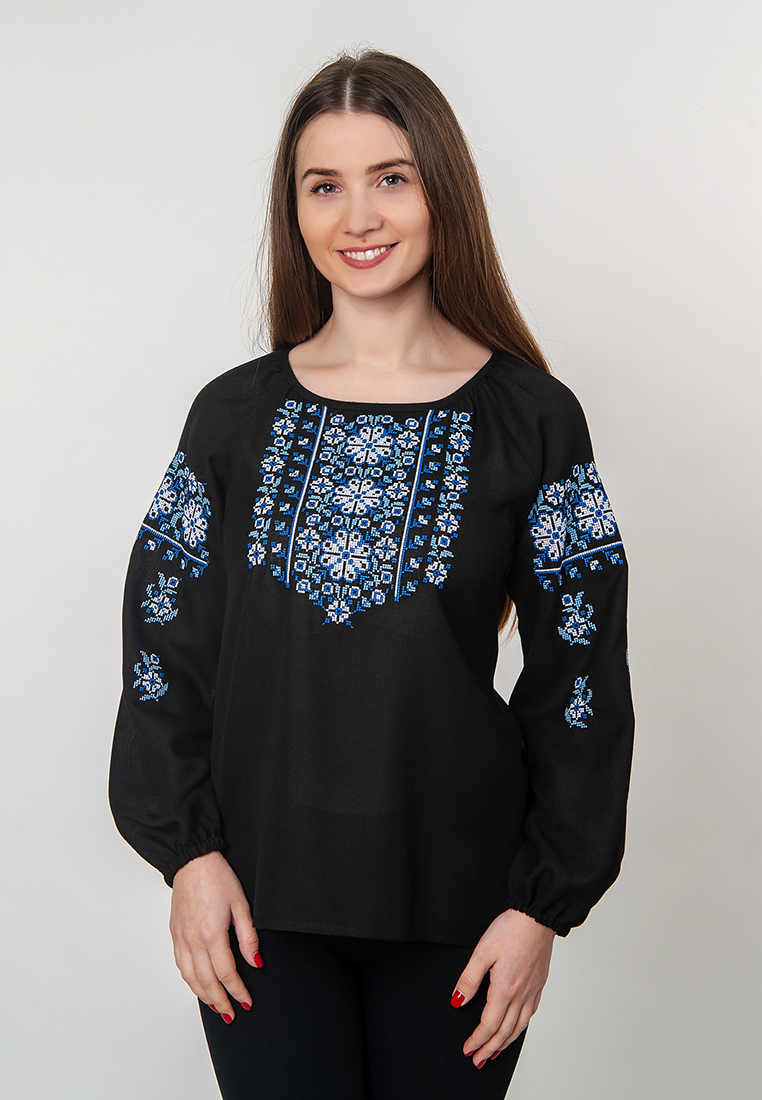 

Женская вышиванка Vyshyvanka "Цветочный орнамент" 50 Черная 4518