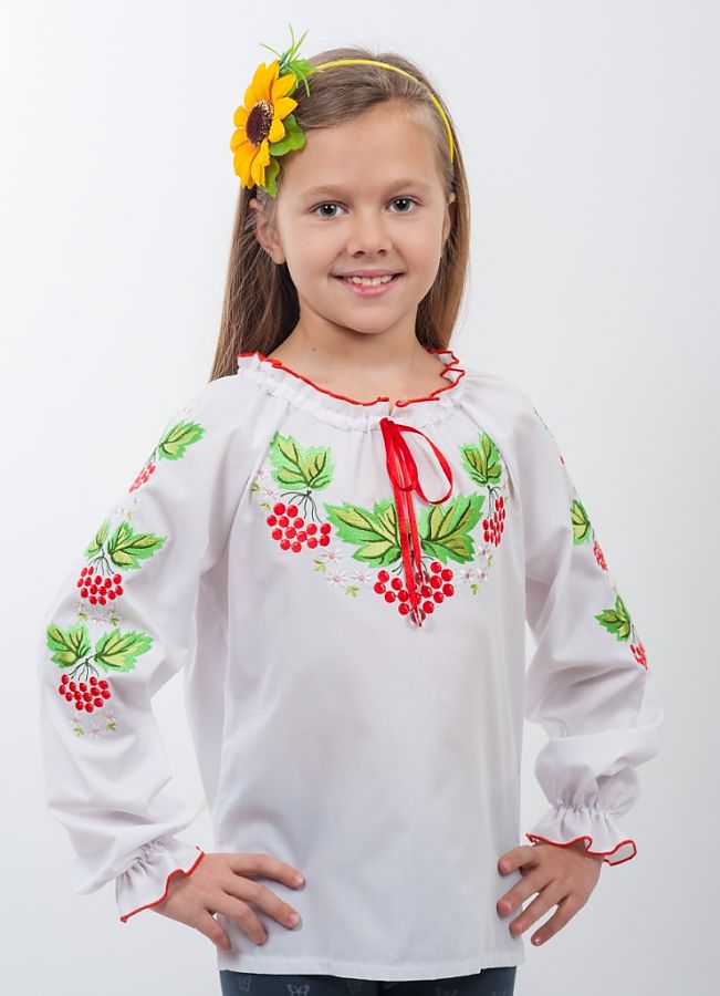 

Детская вышиванка Vyshyvanka "Калина" 140 Белая 4303