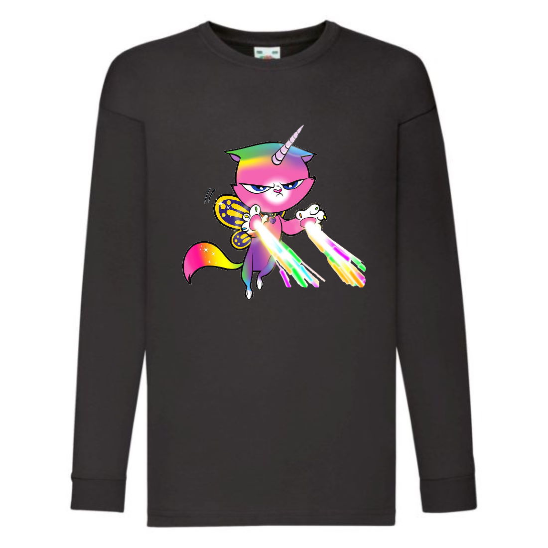 

Лонгслив реглан Радужная Кошка 002 (Rainbow Cat) черный (RNC blc 002) 152 см