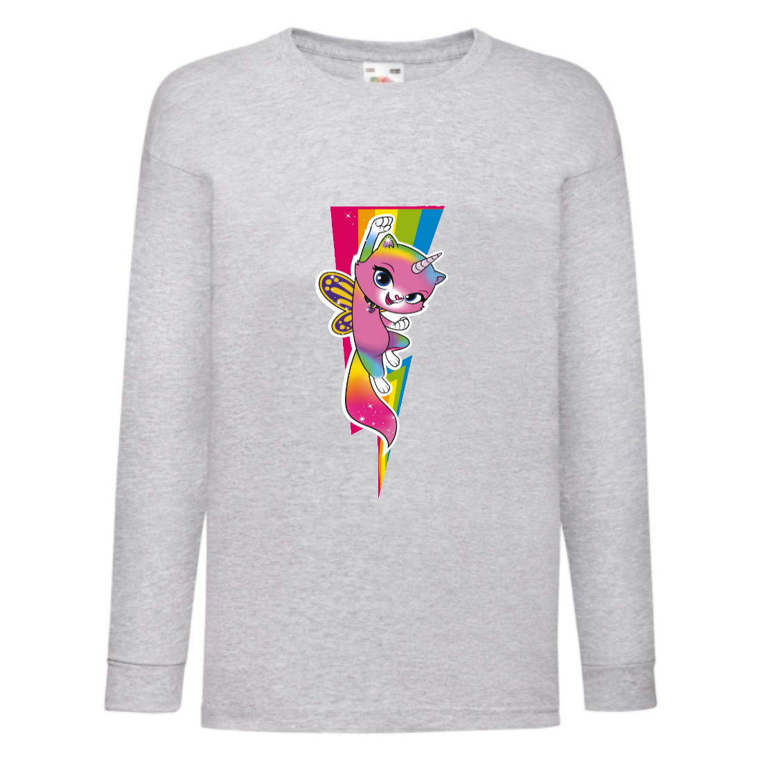 

Лонгслив реглан Радужная Кошка 004 (Rainbow Cat) серый (RNC gry 004) 164 см