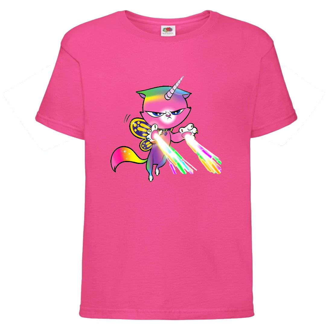 

Футболка детская Радужная Кошка 002 (Rainbow Cat) розовая (RNC pnc 002) 152 см