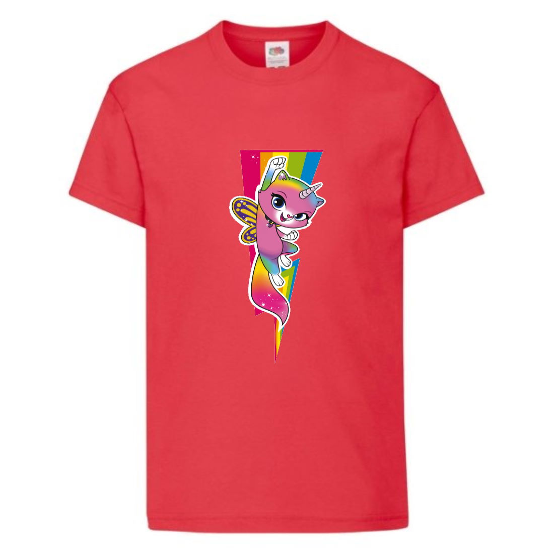 

Футболка детская Радужная Кошка 004 (Rainbow Cat) красная (RNC rd 004) 128 см