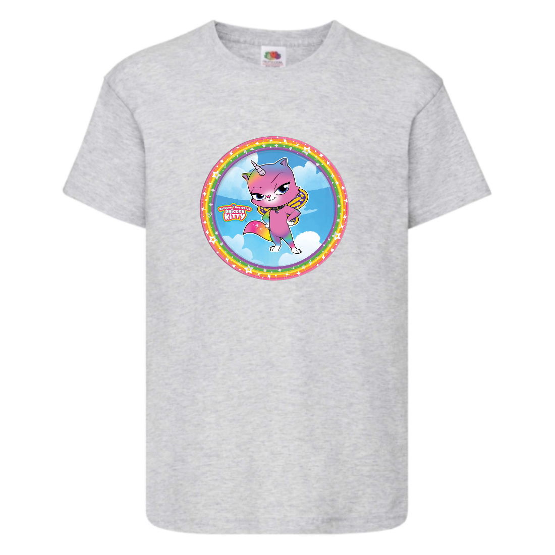

Футболка детская Радужная Кошка 003 (Rainbow Cat) серая (RNC gry 003) 116 см