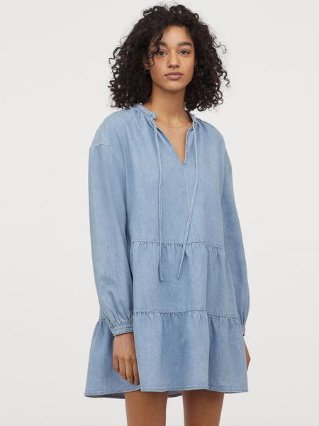 

Платье джинсовое H&M 0816908-1  Голубое, Платье джинсовое H&M 0816908-1 38 Голубое