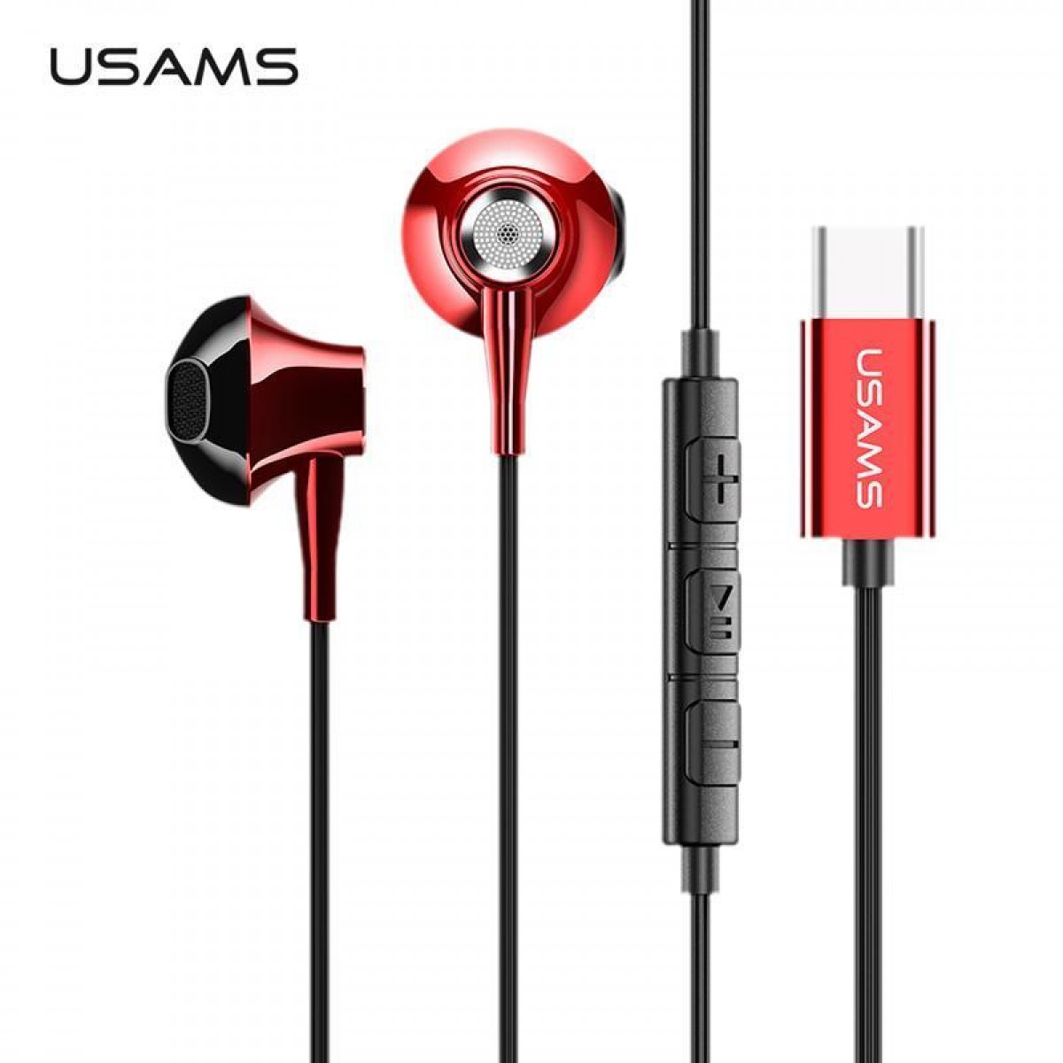 

Наушники USAMS EP-25 Metal Type-C Earphone 1.2m (red)
