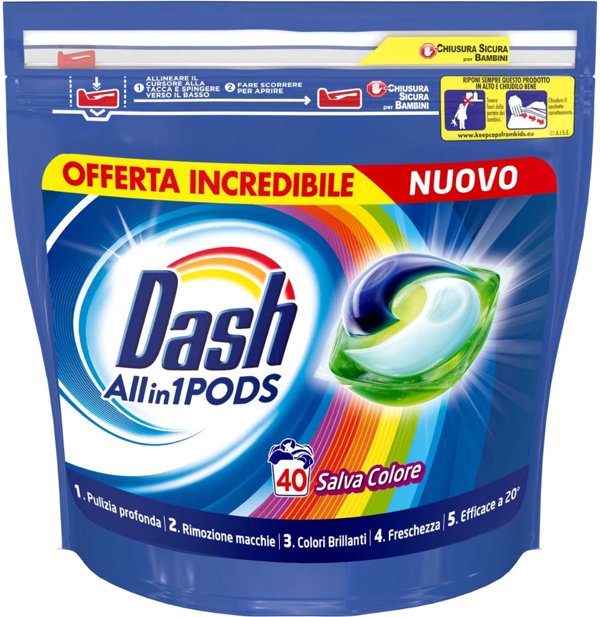 

Гель-капсулы для стирки 3в1 Dash Color 40 шт