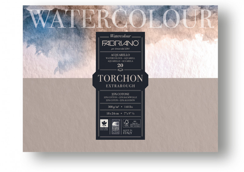 

Блок для акварели Fabriano Watercolor "Torchon Extra Rongh" 20л 300г 23х30.5