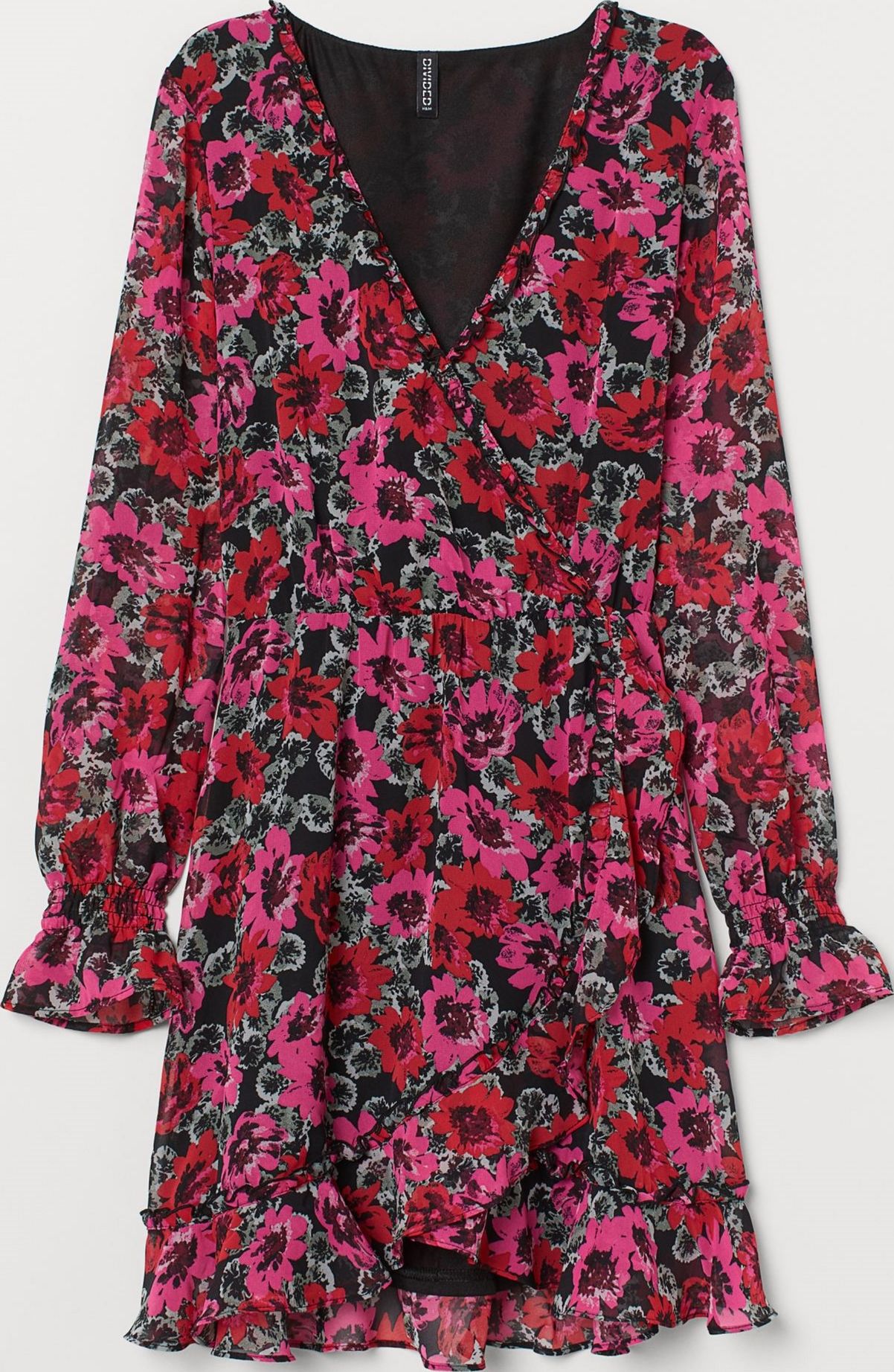

Платье H&M 0797088 34 Черное розовые цветы