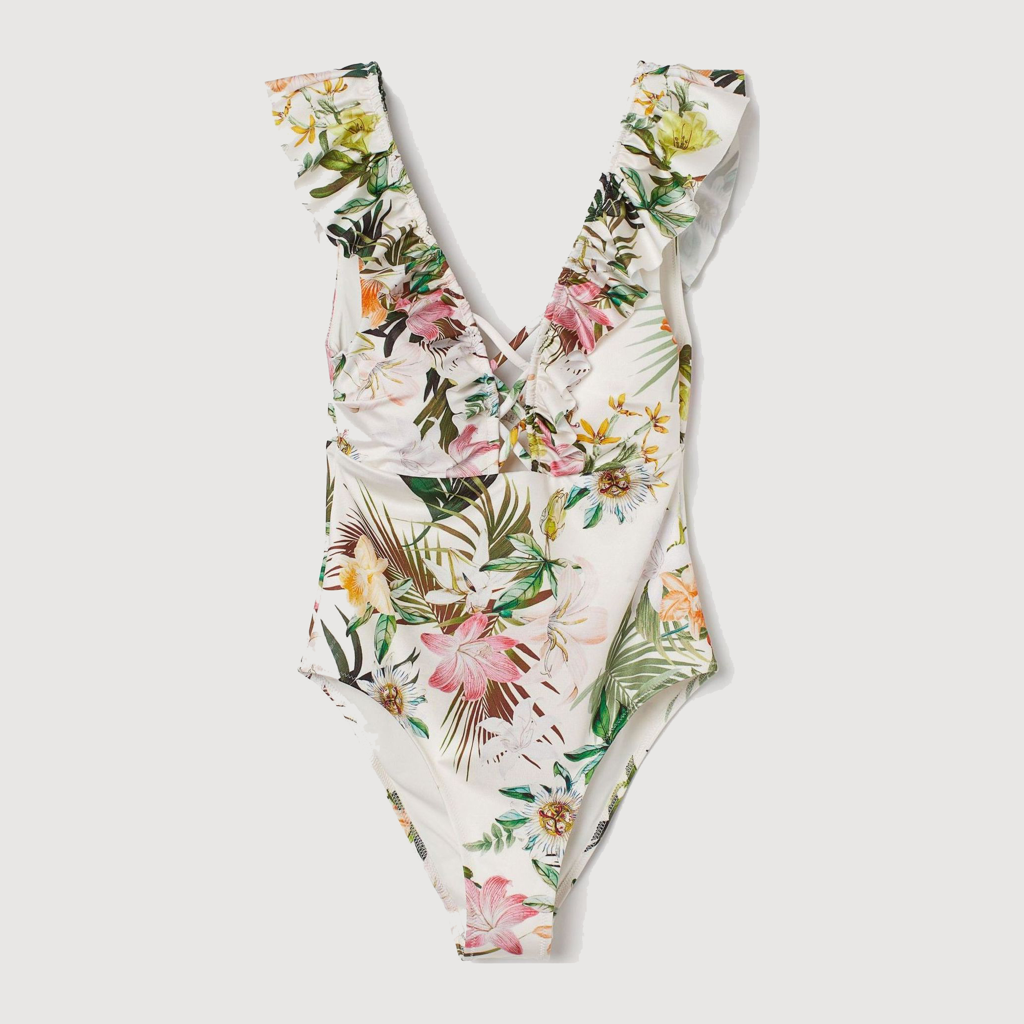 

Купальник слитный женский H&M 8323091sm 38 Кремовый с рисунком
