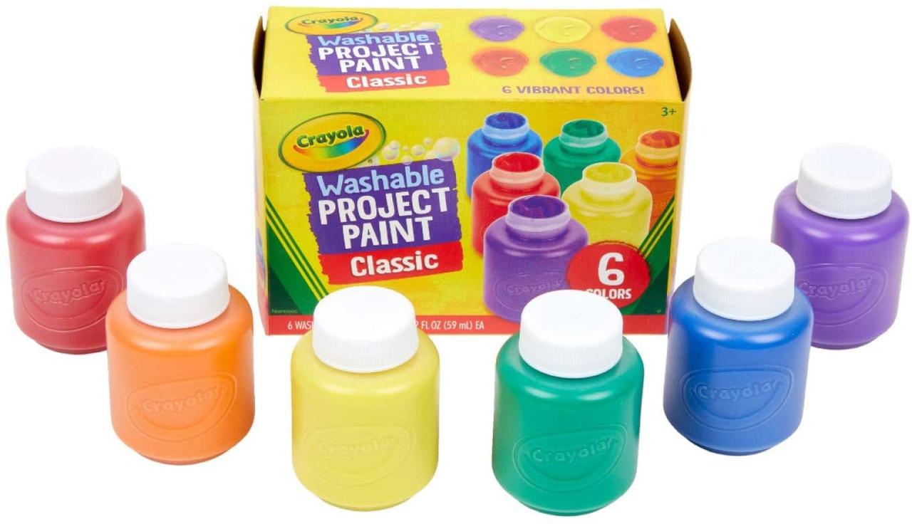 

Краски детские набор 6 цветов в баночках, смываемые Crayola