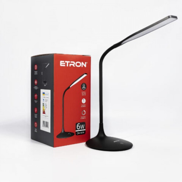 

Умная настольная легкая светодиодная лампа ETRON Desk Lamp 6W со встроенным светорегулятором Black-delta (1000000656)