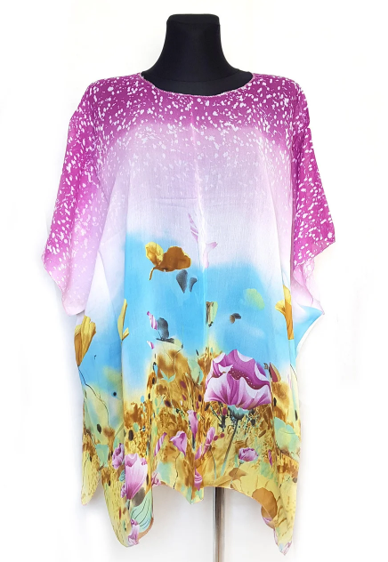 

Пляжная шифоновая туника Fashion Альмерия One Size 95*83 см сиреневый/голубой 525