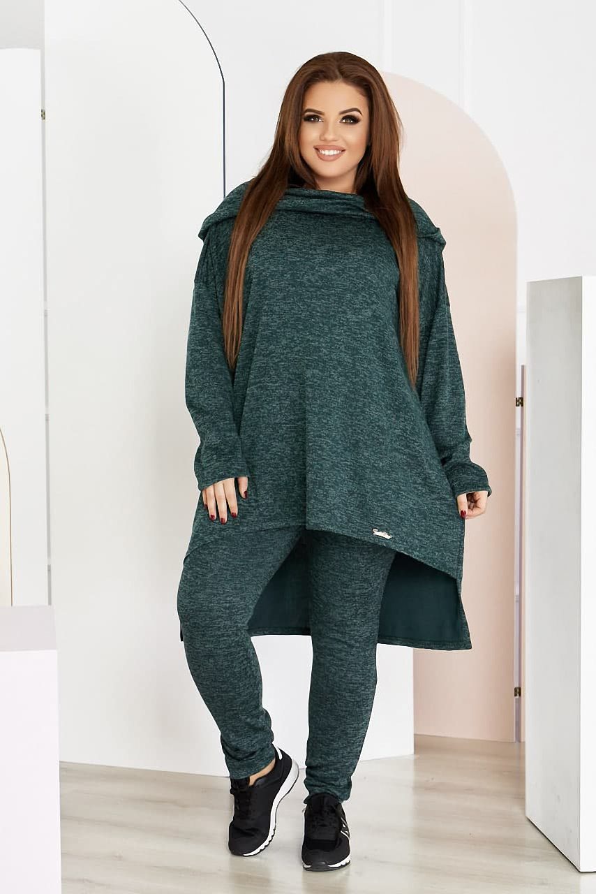 

Ангоровый костюм из туники с капюшоном и джоггеров Фасон 29703_60-62 60-62